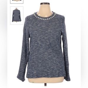 Blue J Crew XL sweatshirt with embellished neckline